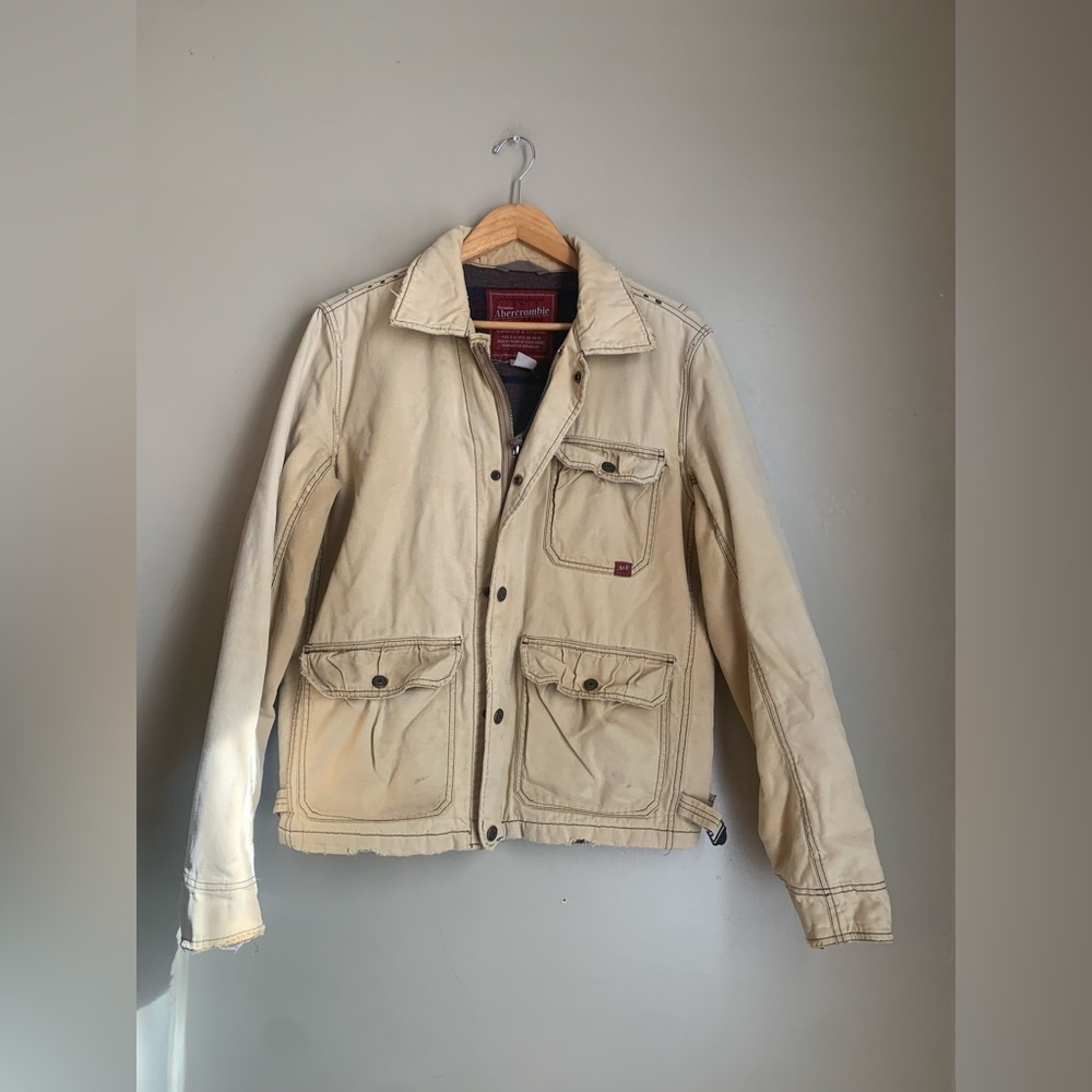 VTG Abercrombie & Fitch Blanket Wool Lined Canvas Chore Field Cargo Coat jacket